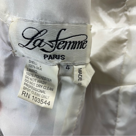 La Femme 100% Silk Floral Jewel Strap Gown Pink Size 4 - Picture 11 of 11